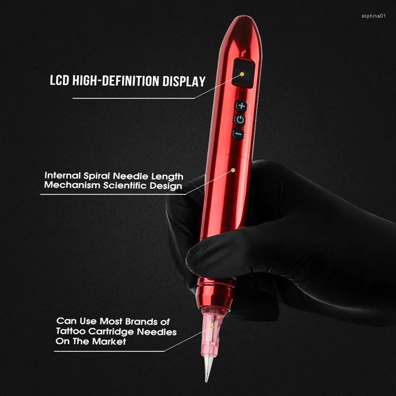 Tattoo Machine Professional Wireless Pen 1800MAH Digitale LCD Display Lage Vibration Permanente make -up voor artiest