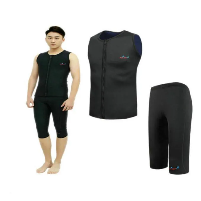 Combinaison Néoprène 3 Mm Sans Manches Homme - Gilet & Short Plongée Surf Voile - Protection Thermique Noire XL