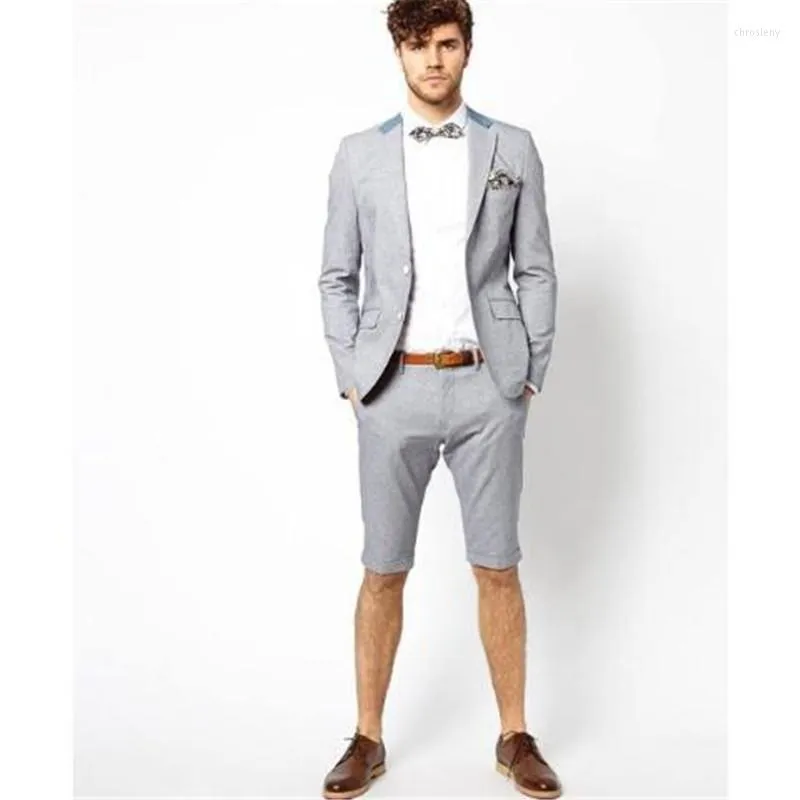 Męskie garnitury Summer Custom Wedding Man Suit z krótkimi spodnim Terno Tuxedos Casual Mens Dress Blazer 2 sztuki (spodnie z kurtkami)