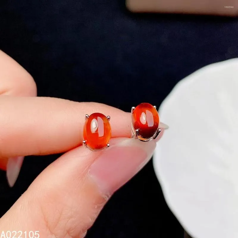 Stud Earrings KJJEAXCMY Fine Jewelry 925 Sterling Silver Inlaid Natural Penta Garnet Women Fashion Simple Egg Face Gem Ear Studs Supp