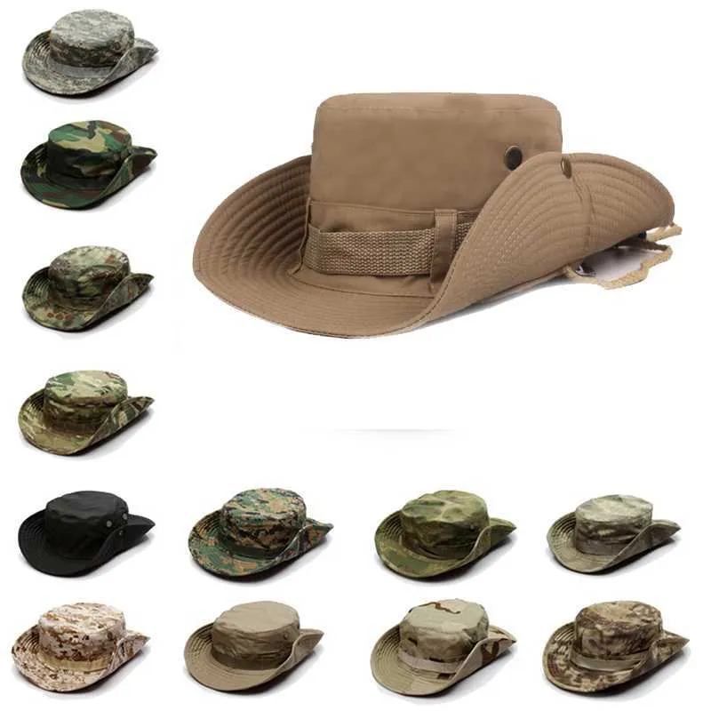 Breite Krempe Hüte Camouflage Eimer Hut Militär Boonie Hut Camo Männer Faltbare Suncap Outdoor Sport Sun Cap Frauen Angeln Wandern jagd Hüte R230214