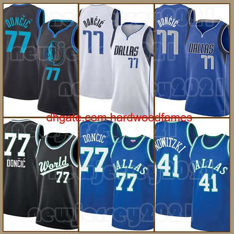 Kyrie Irving 2023 Luka Doncic Basketbol Formaları Zion 1 Williamson 77 Siyah 75. Yıldönümü Retro Dirk Nowitzki Mens City Mavi Gömlek 2 41 Beyaz