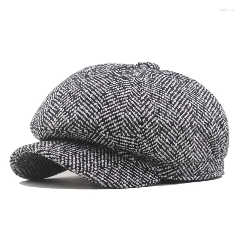 Baskenmütze Herren, klassische Fischgräten-Tweed-Wollmischung, Sboy Ivy-Mütze, Herren- und Damenmütze, Gorras Planas, achteckige Kappe