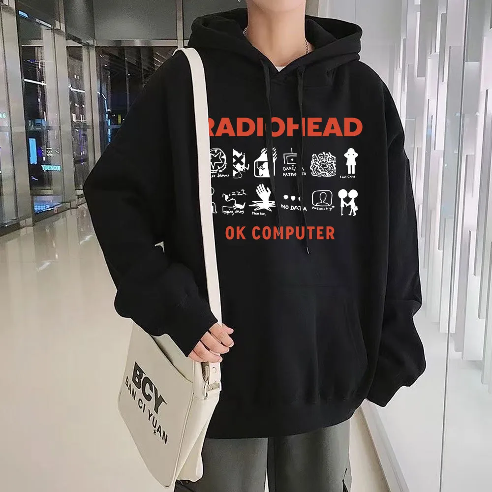 Herren Hoodies Sweatshirts Rock Band Radiohead Hoodie OK Computer Musik Album Grafik Pullover Hip Hop Sweatshirt Kleidung Lose Trainingsanzug Streetw