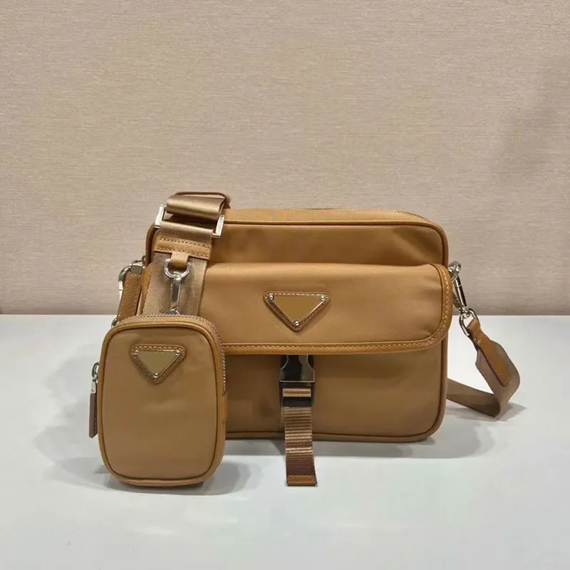5A Nylon Messenger Bag Crossbody Handbags Women Clutch Bag Leather Shoulder Strap Zip Closure External Pocket Flap Side Buckle Coin Wallet