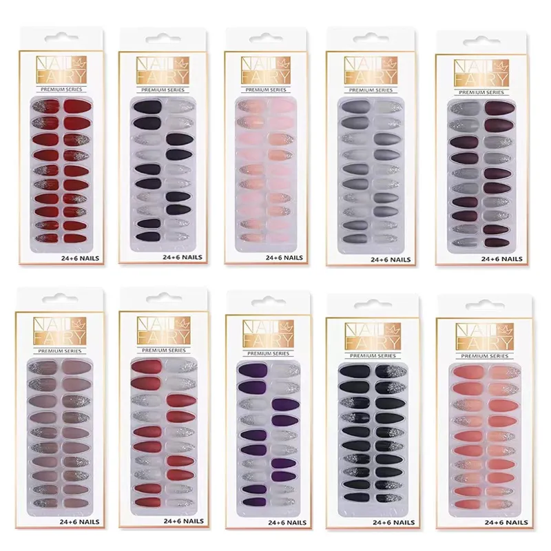 24 -stcs valse nagels druk op de volledige omslag afneembare afgewerkte vingernagels Fairy Premium Series Beauty Tools