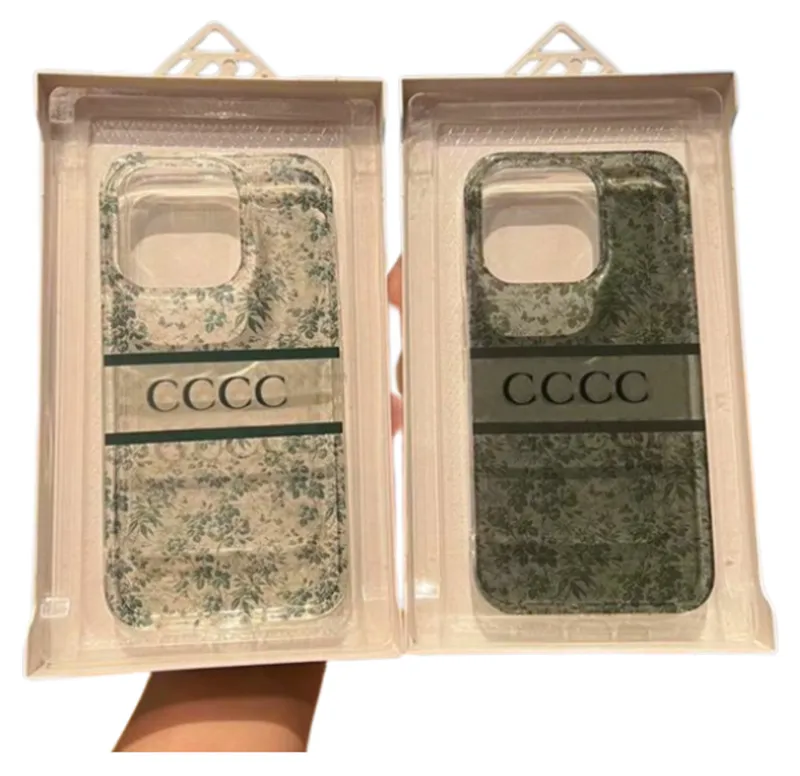 Cassa del telefono del progettista per Iphone 14 13 12 11 Pro Max Flower Custodia aderente di marca trasparente Cover del telefono di lusso di moda resistente all'acqua