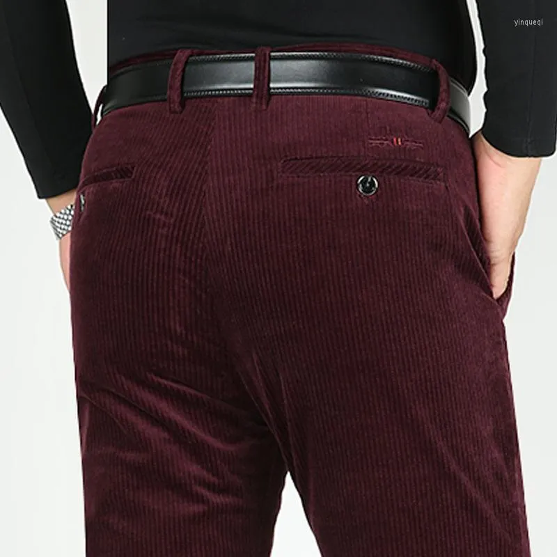 Pantalon en velours côtelé pour homme, décontracté, noir, gris, bleu, épais, droit, extensible, vêtements pour hommes, 2023