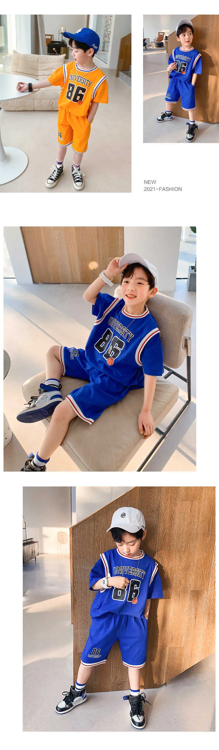 Boys Summer Quick-Dry Basketball Sports Suits 4-14 Years