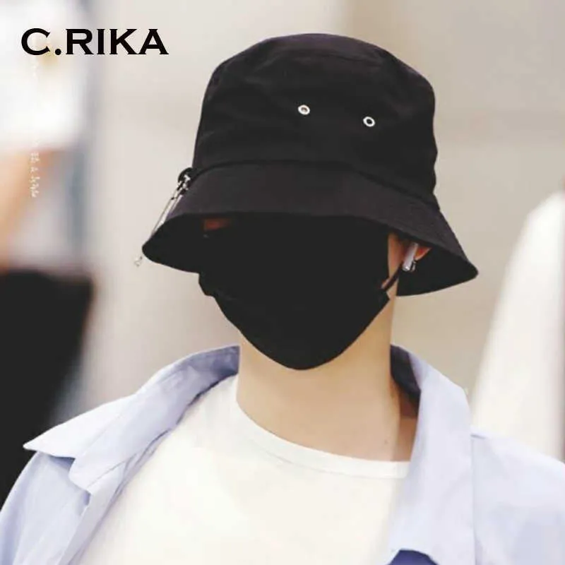 Szerokie brzegowe czapki unisex pierścień kubek kat. Mężczyzny K -Pop Bob Outdoor Shade Sun Hat Sad Boy Hat Girl