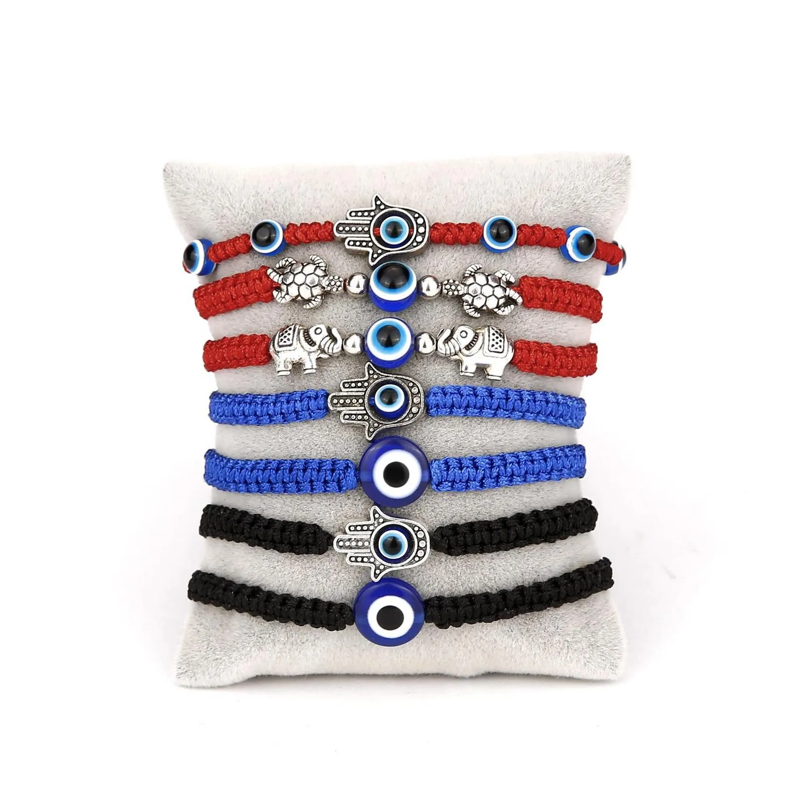 Bracelets porte-bonheur turc chanceux mauvais œil pour les femmes à la main tressé corde bijoux rouge noir bleu chaîne Bracelet amitié goutte livrer Dhkvr