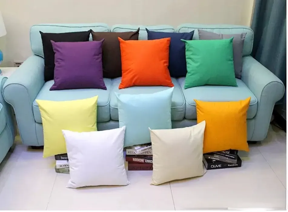 18x18 inches plain dyed 8 oz cotton canvas throw pillow case blank home decor pillow cover