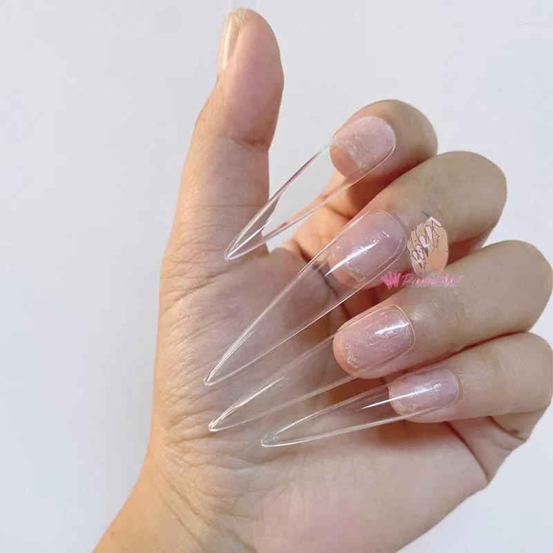 False Nails 240pcs/Bag 3xl xxl stileetto long full coverネイルヒントは、フランスの偽の芸術の爪に出版されるclear absプレス