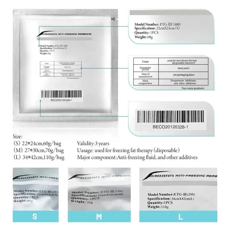 2 Size Antivries Afslanken Machine Membraan Antivries Membraan Anti-Bevriezing Pad Voor Vet Bevriezing Machines Ce/Dhl