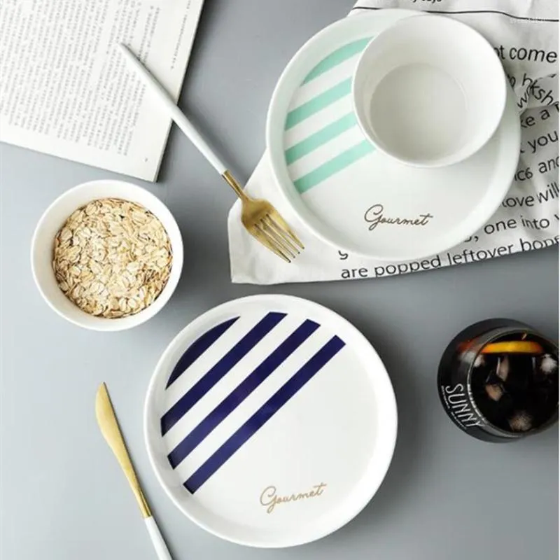 Dinnerware Sets Ceramic Breakfast Plate And Bowl Set Dessert Fruit Snack Sugar Salad Simple Rice Soup Beef Dishes