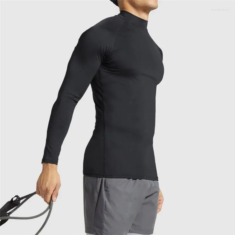 T-shirt da uomo T-shirt dolcevita da corsa T-shirt da uomo Abbigliamento sportivo da palestra Fitness Camicia a compressione a maniche lunghe attillata da jogging Abbigliamento da esercizio ad asciugatura rapida