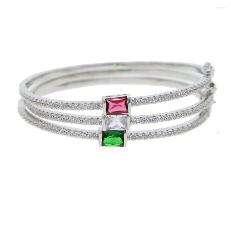 Bangle Design Moda Zircone cubico Multistrato Baguette Cz Bracciale polsino per gioielli regalo donna