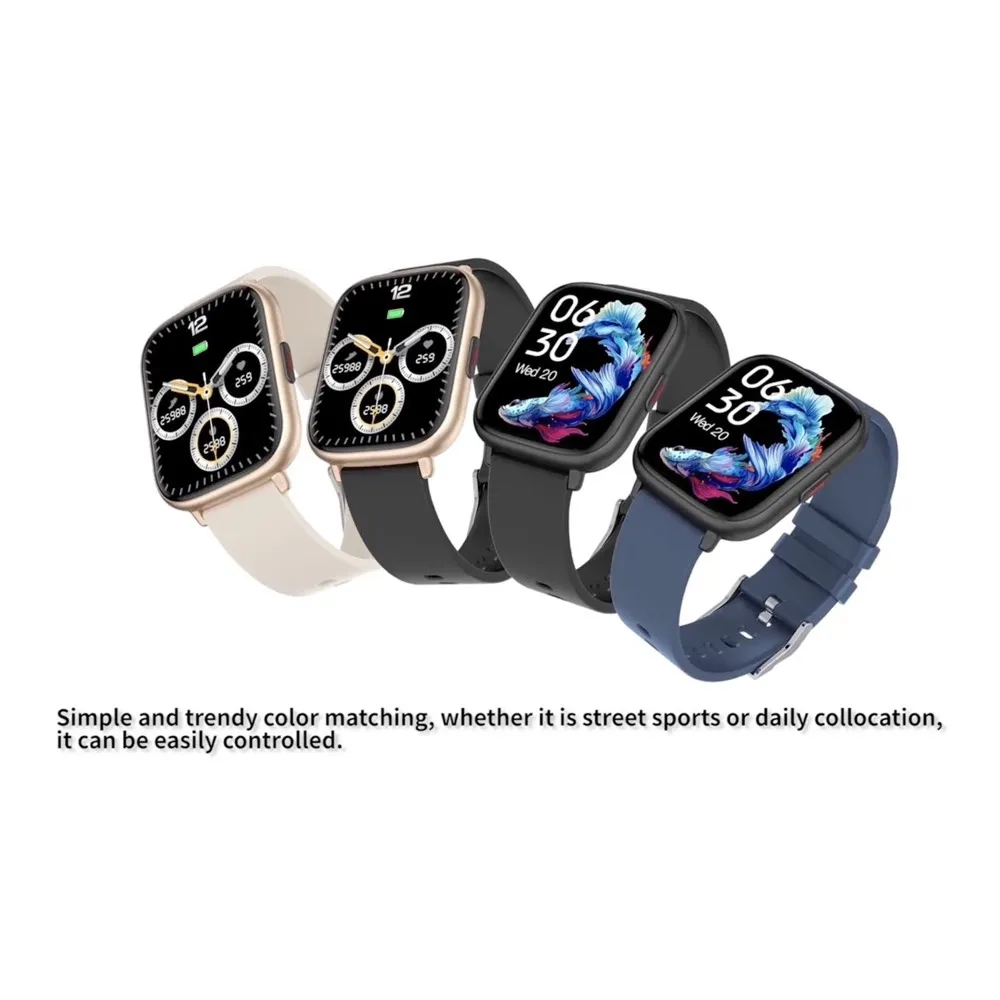 IPhone 및 Android 폰용 스마트 워치, 1.85인치 풀 터치 스크린 SmartWatch, 음악 제어, 체온, 혈중 산소, 하루 종일 심박수 데이터 모니터링