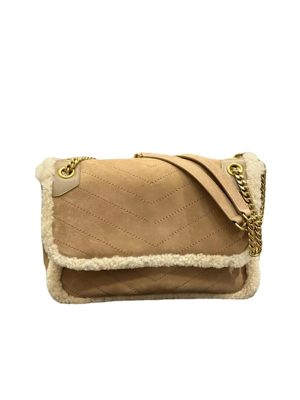 Classic women's bag Crossbody bag one shoulder bag new lamb suede gentle camel soft cute designer bag