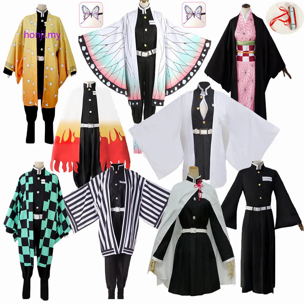 Theme Costume Anime Demon Slayer Kimetsu No Yaiba Zenitsu Giyu Tanjirou Kamado Nezuko Cosplay Women Kids Men Kimono Uniform Cosplay Costume 230214