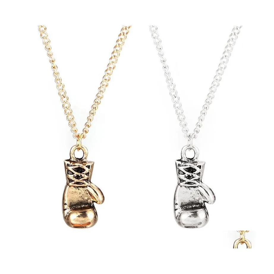 Anhänger Halsketten Halskette Gold/Silber vergoldet Mini Boxhandschuh Schmuck Cool für Männer Jungen Kette Drop Lieferung Anhänger Dha1U