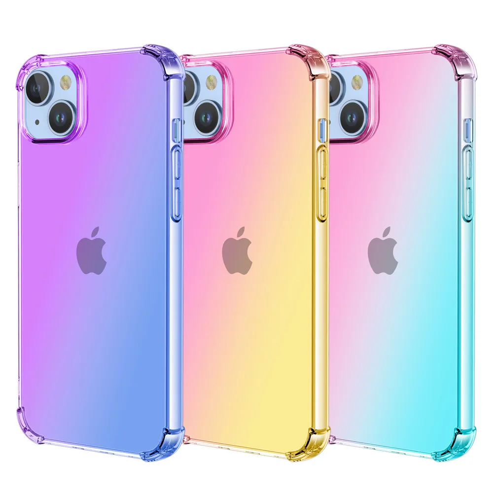 Coque transparente dégradée pour iPhone, compatible modèles 15, 14 Pro Max, 13, 12, 11, XS, XR, 7, 8 Plus, antichoc, avec coque mince