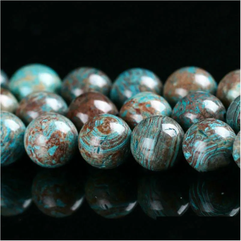 Камень 8 мм DIY Natural Agat Blue Decorative Pattern Beads круглое свободное мяч 4 6 8 10 мм -ювелирные изделия изготовления Dhgarden DH5ZD