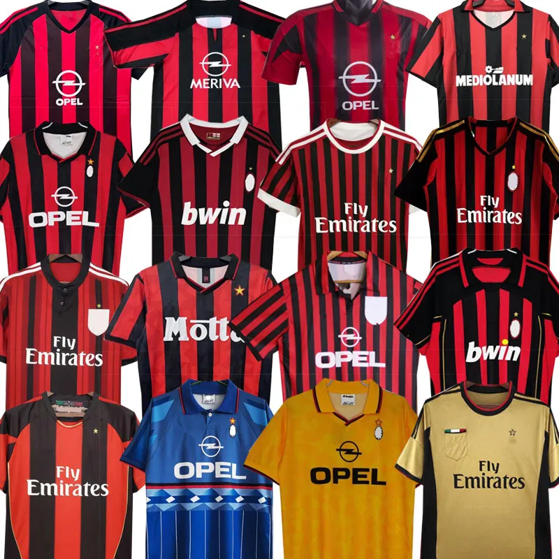 Retro soccer jerseys 02 03 04 05 06 07 09 10 11 12 13 14 15 AC KAKA MILAN IBRAHIMOVIC MALDINI football shirts 88 89 90 91 92 94 95 96 jersey