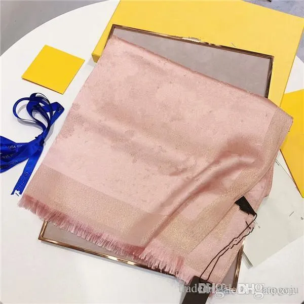 2021 top Fashion women scarf four seasons autumn winter thin long silk wool 180*70cm shawl classic gold thread letter