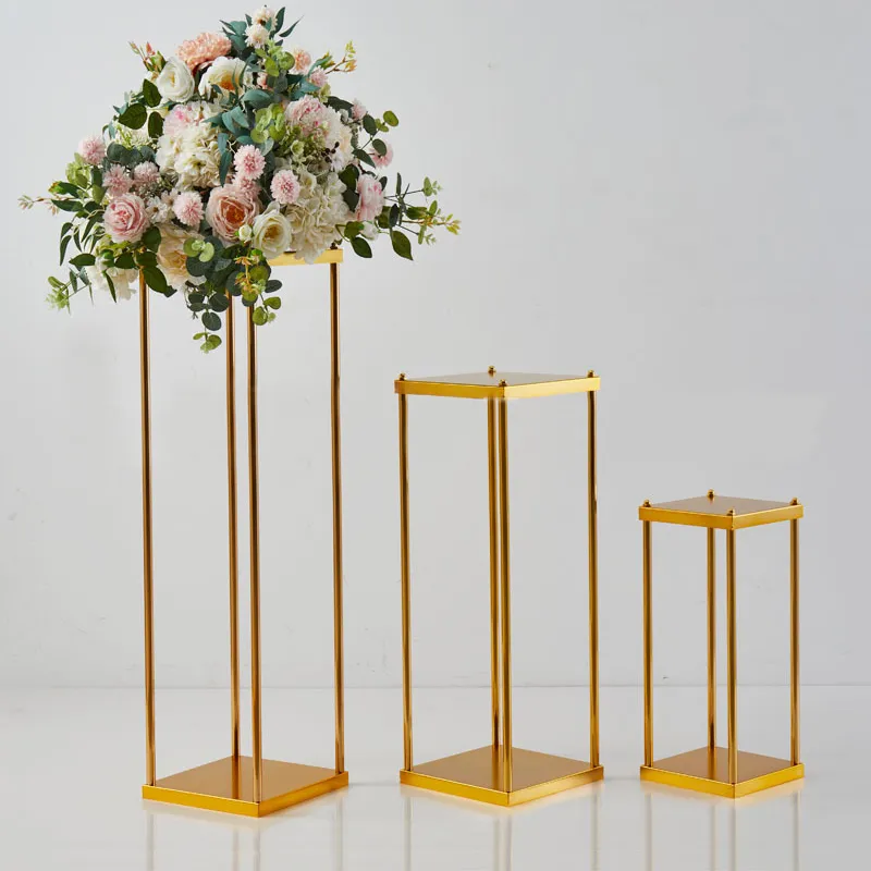 rectangle wedding table metal tall gold color metal walkway aisle pedestal flower vase stand props new for stage decorative Ocean express Rail Truck