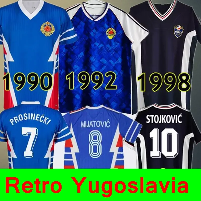 Yugoslavia Retro Soccer Jerseys 1990 1992 1998 Jugoslavija Mijatovic Pancev Mihlovic Stankovic Jugovic Stojkovic Savicevic Classic Vintage Football Shirt