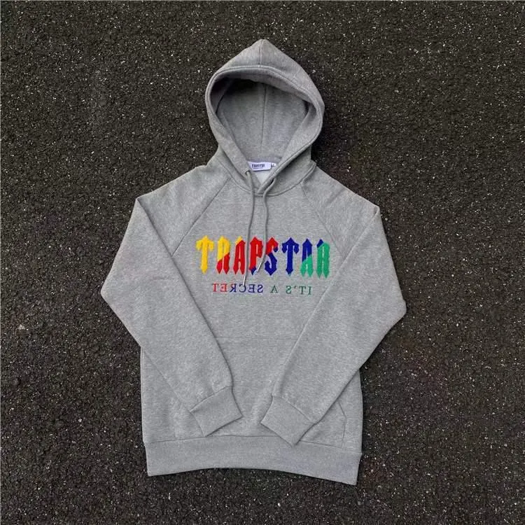 hoodie Trapstar volledige trainingspak regenboog handdoek borduurwerk decodering sportkleding met capuchon heren en dames sportkleding pak rits broek maat XL