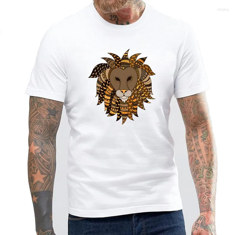 Hommes t-shirts BLWHSA marque vêtements mode ethnique dessiné à la main Lion Design hommes chemise garçon Cool hauts Hipster imprimé été Fitness