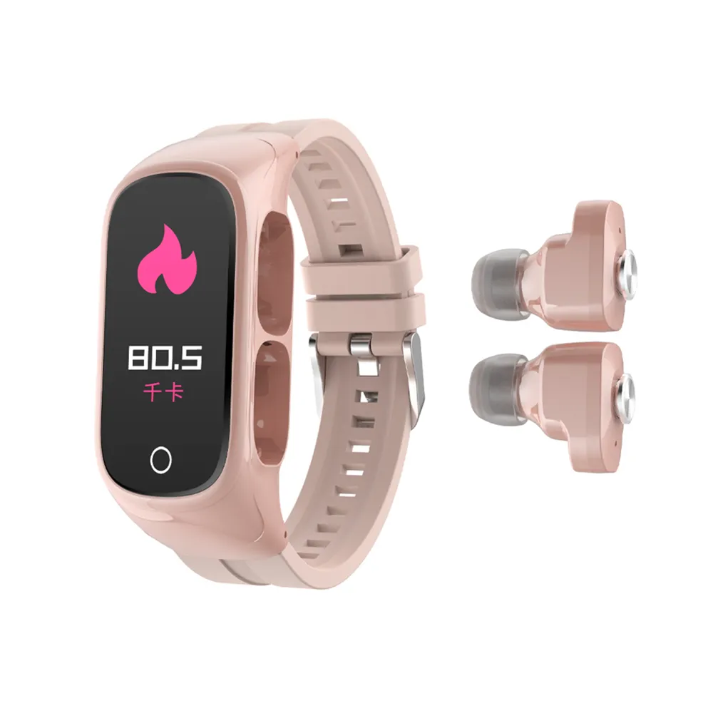 Akıllı Bileklikler Kablosuz Bluetooth Kulaklıkları ile İzleyin 2 Arada 1 Çok Fonksiyonlu Spor Bilezik Fitness Tracker Erkekler için Kadınlar Cevap Telefon N8