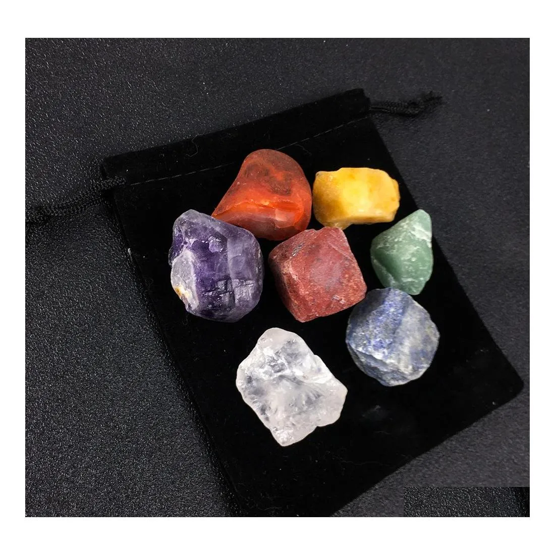 Stone 7pcs chakra definir irregular reiki cura cristal sete chakras energia ncing hand the hand pedras natura