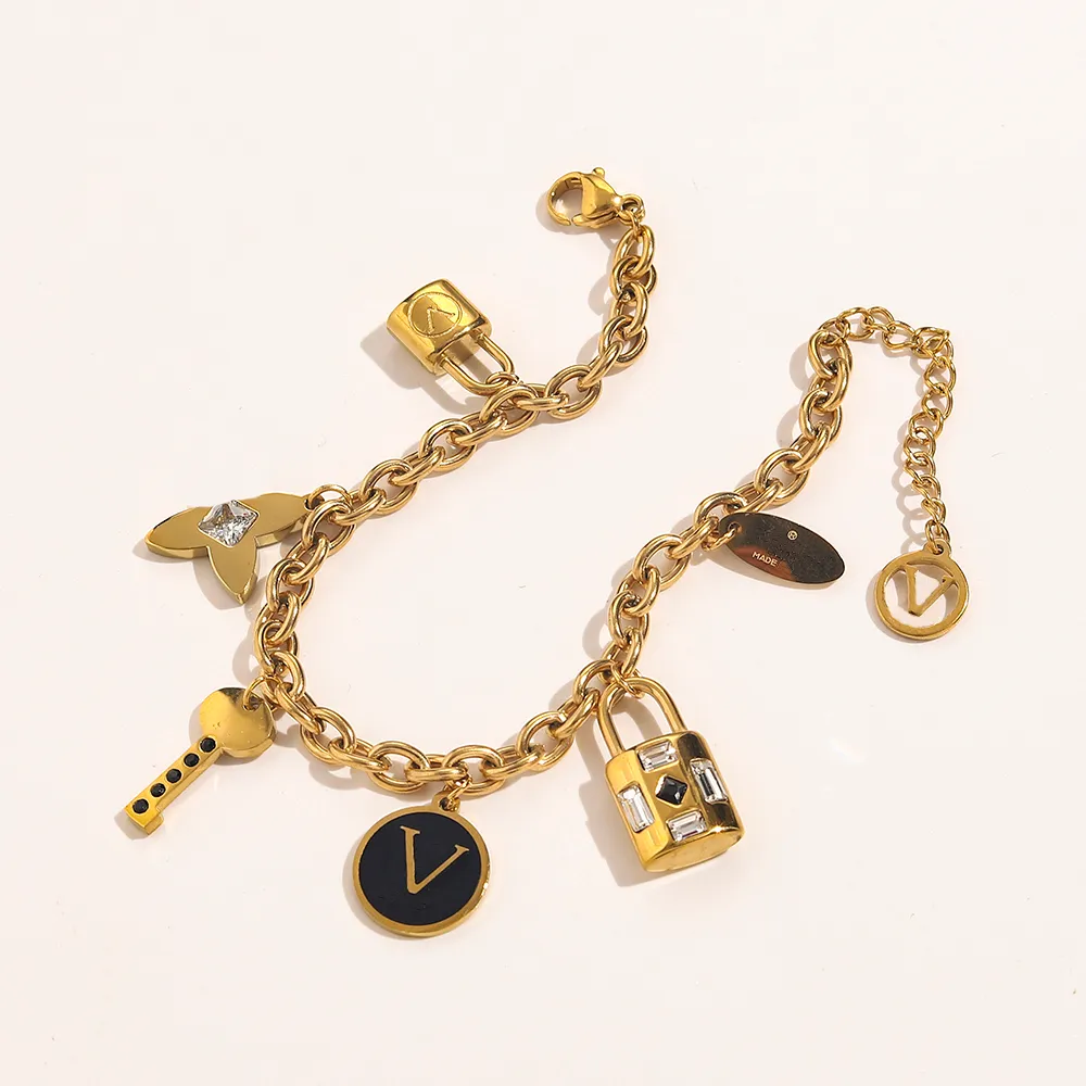 2022 Новые модные классические браслеты женские браслет из 18-каратного золота с покрытием из нержавеющей стали с кристаллами подарок для любителей браслет-манжета-цепочка Desig250m