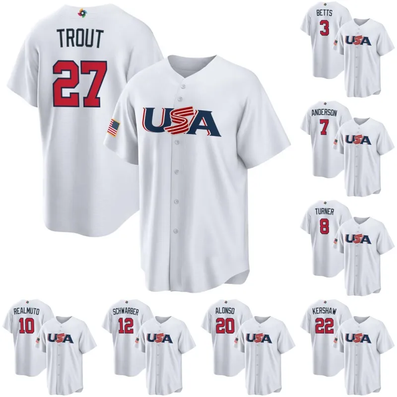 Team USA 2023 WBC Baseball Jersey Shirt Mike Trout, Nolan Arenado, Nestor Cortes, Clayton