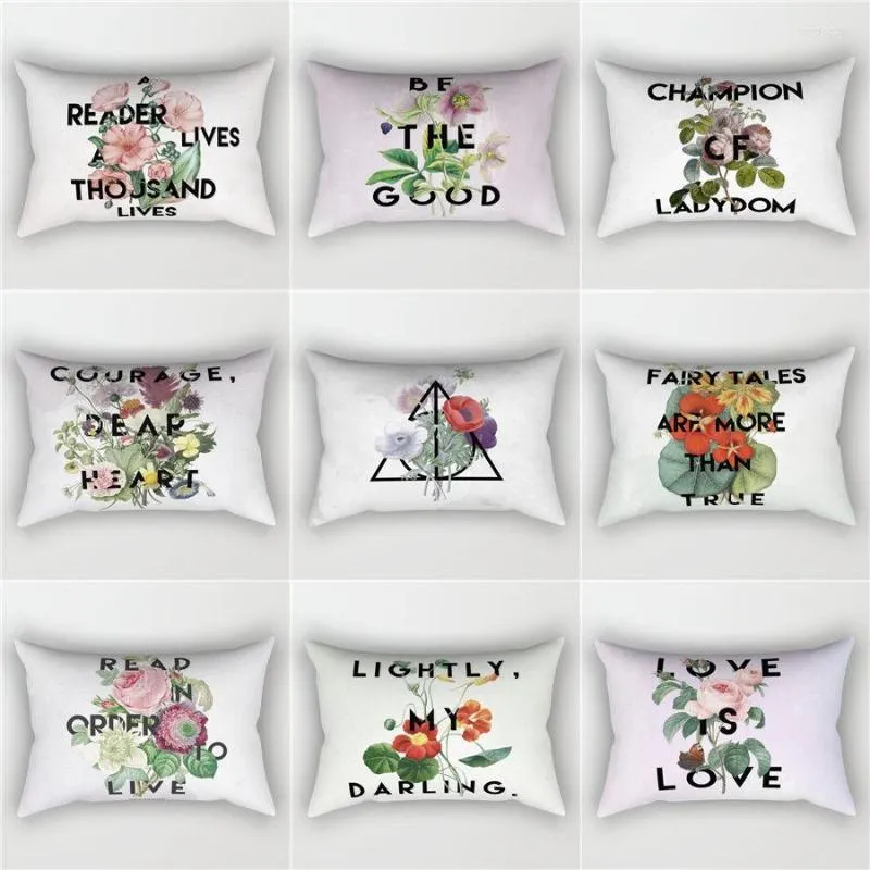 Pillow Flower Small Fresh Nordic Ins Style Sofa Cpver Waist Rectangular Bedside Living Room Pillowcase Home Decoration