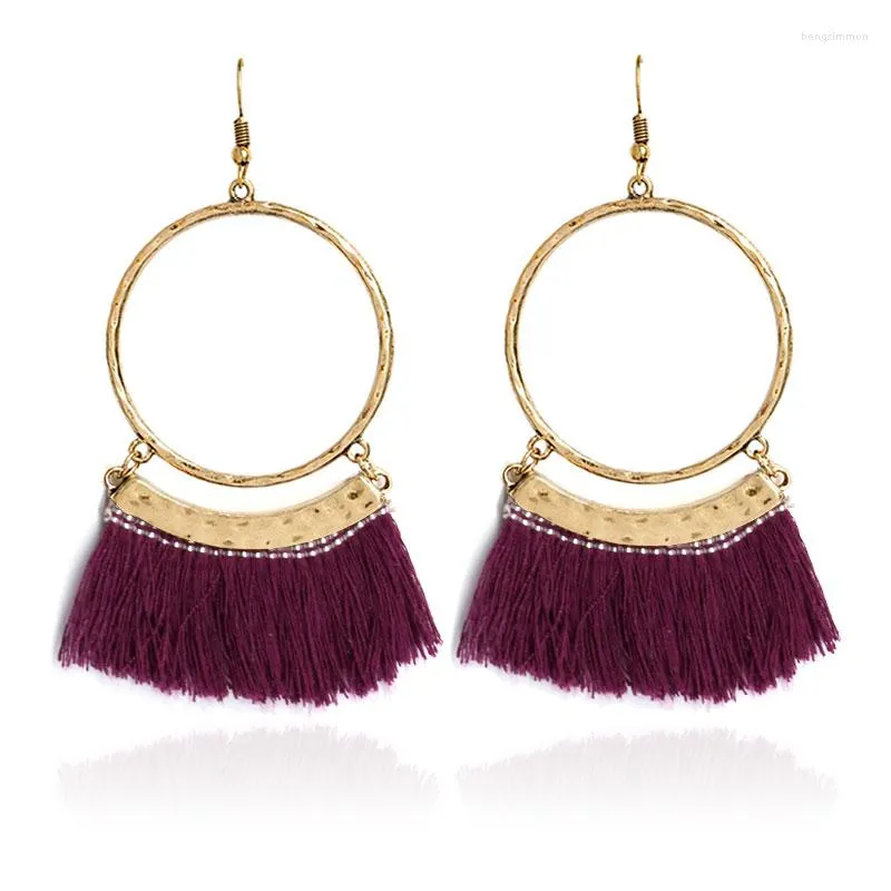 Dangle Küpe Tassel Jewerly Totem Etnik Damla Tahrimi Bohemia Küpe Kadınlar Moda El Yapımı Kulak Takı