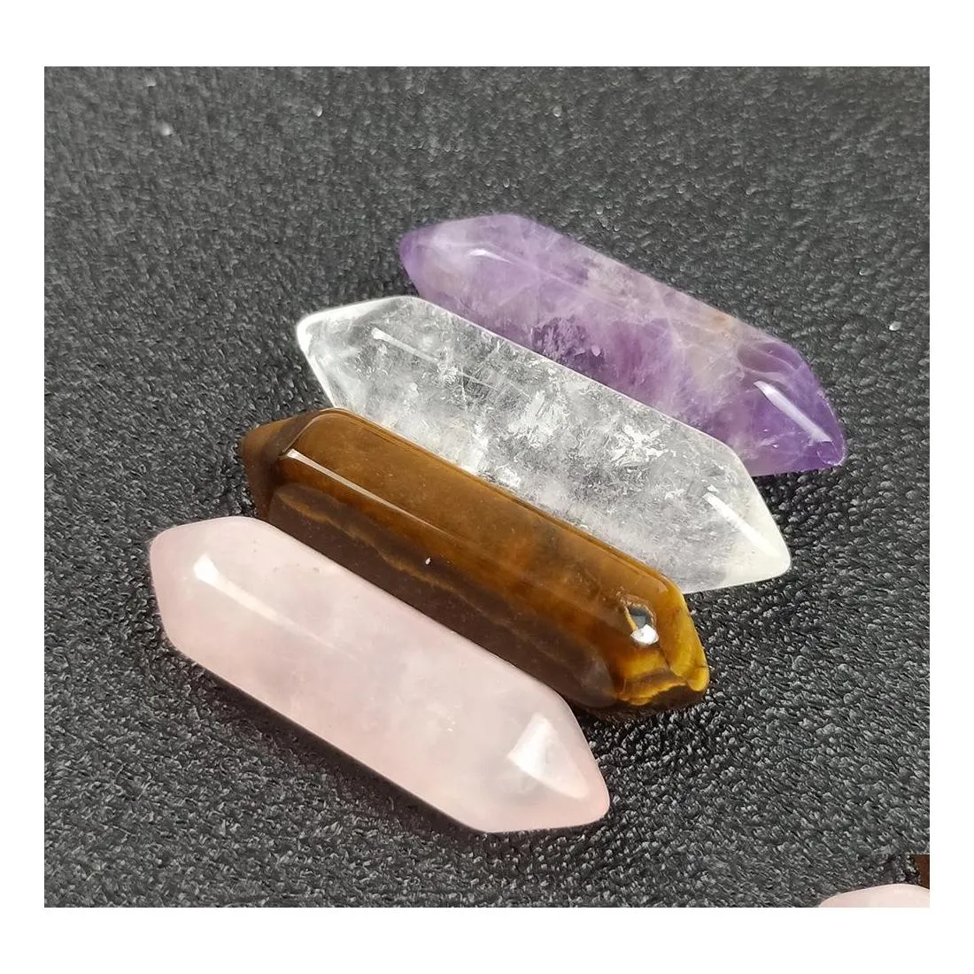 Stone 8X30Mm Hexagon Energy Healing Chakra Reiki Crystal Seven Chakras Diy Necklace Jewelry Making Drop Delivery Dhucn