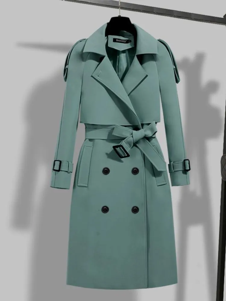 Casacos de trincheira femininos casacos mulher inverno moda lapela trespassado feminino longo trench coat para mulheres casaco feminino feminino blusão 230215
