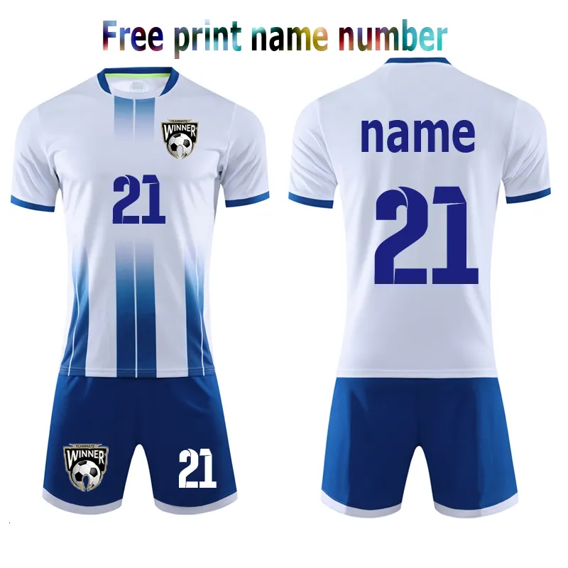 T-shirt da esterno Custom Soccer Jjersey Set Uomo Uniforme da calcio Maglie da calcio Futbol Bambino Set da calcio Completo da uomo Tuta 3XS-3XL 230215