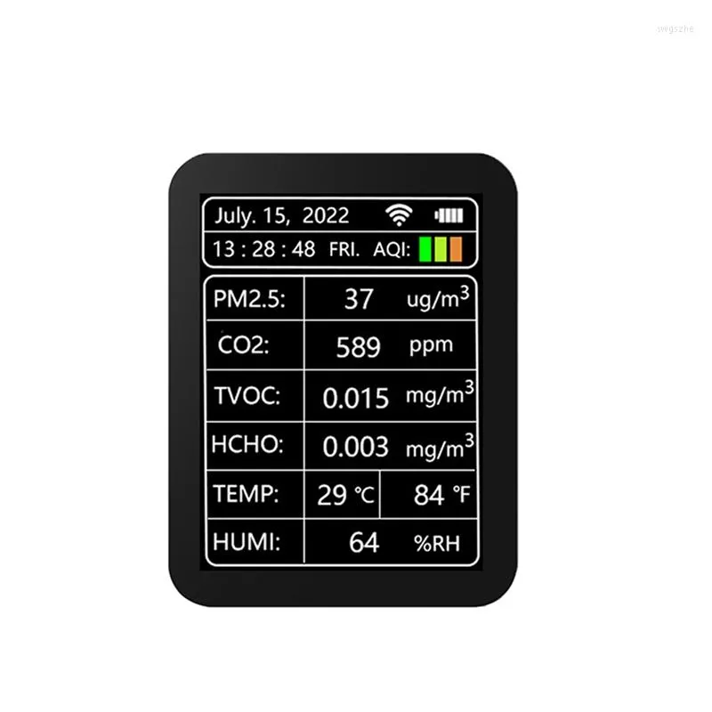 1 CO2メーターでデジタル温度テスター二酸化炭素PM2.5 TVOC HCHO検出器wifi空気品質モニター