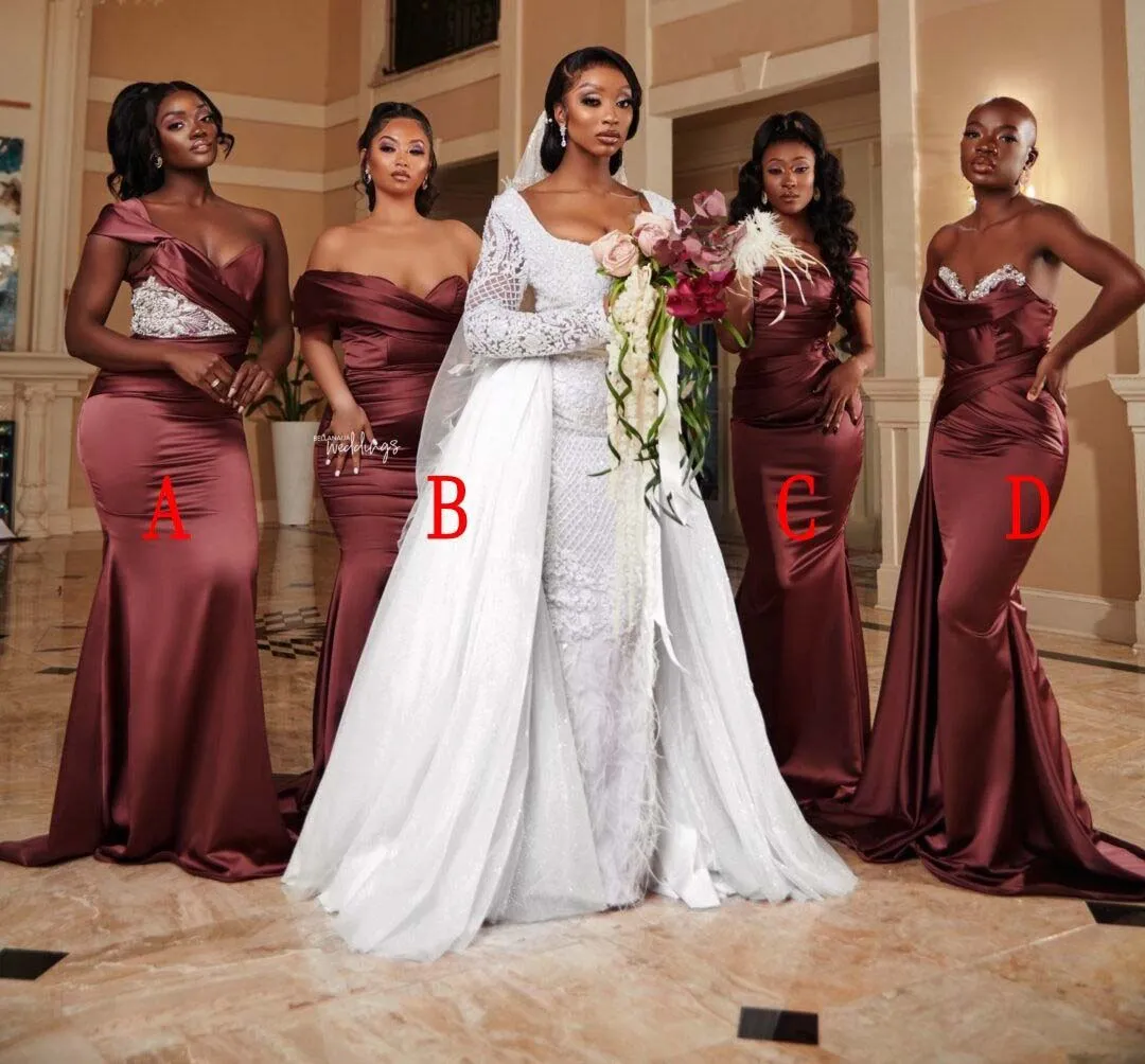 DHgate Elegant Off Shoulder Crystal Mermaid Bridesmaid Dresses Plus Size African Wedding Guest Party Gowns Wedding Party Events