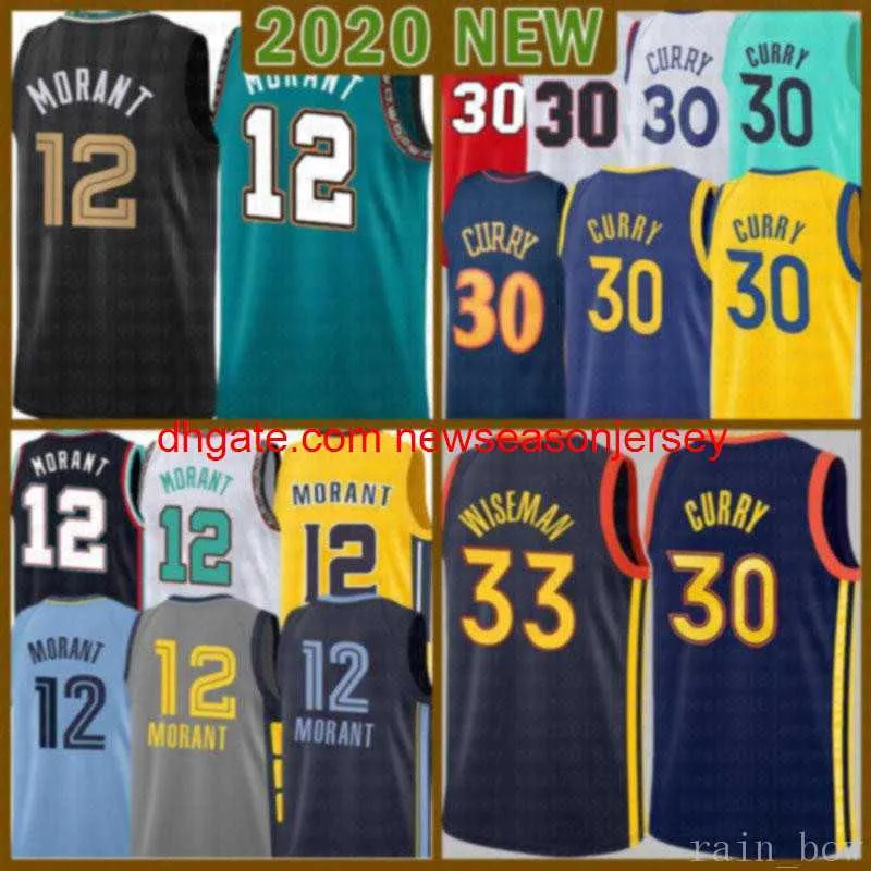 broderie personnalisée 2022 Basketball Jerseys New Ja Morant Stephen Curry Hommes James Wiseman Draymond Jeunesse Enfants Klay Thompson Jersey