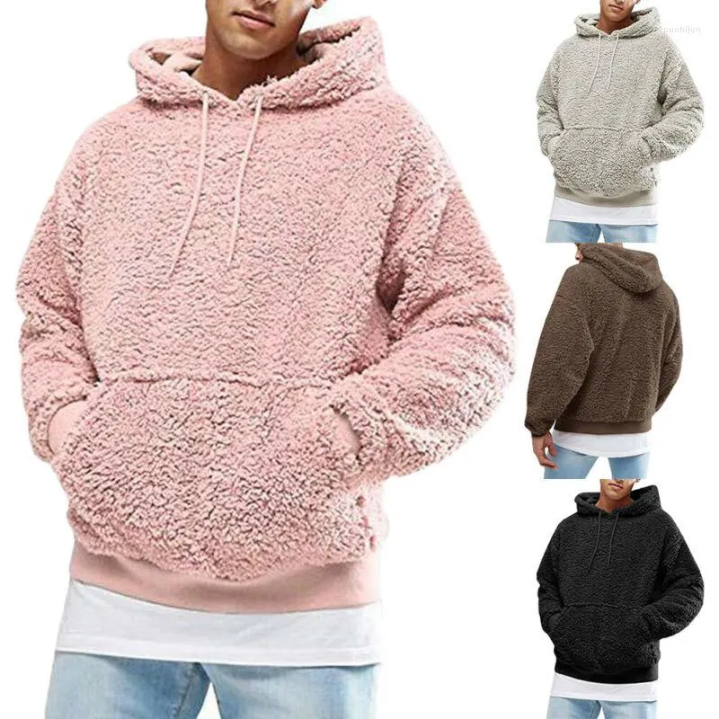 Men's Hoodies Men Winter Fluffy Hoodie Pullover Fleece Sweatshirt Hooded Coat Jumpers Tops Fashion