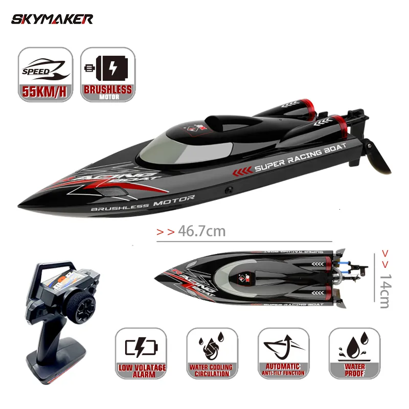 Electric/RC Boats WLtoys WL916 High Speed RC Boat 60km/h Remote Control Boats 2.4GHz RC Boat Toy Gift for Kids Adults Capsize Low Battery Alarm 230214