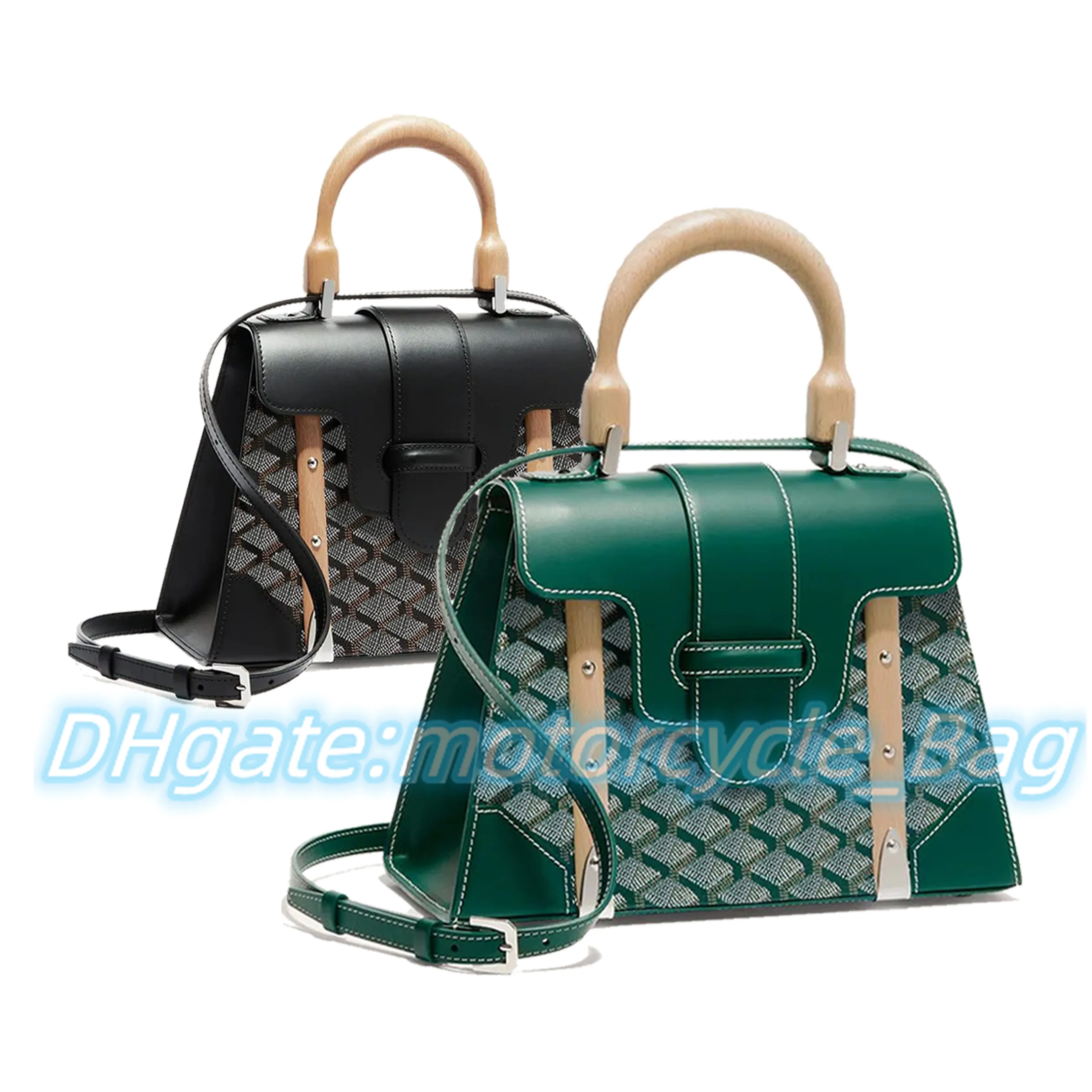 Luxury Designer Bags latest style goya Saigon wooden handle clutch bag Mens Women s purses Shoulder Genuine Leather tote fashion crossBody with box