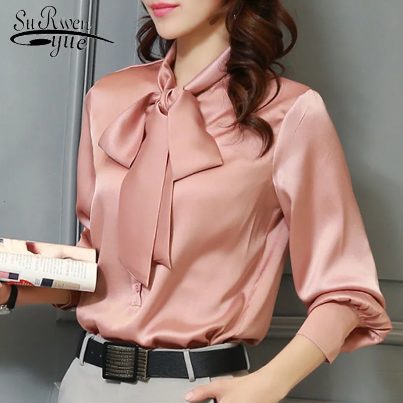 Womens Blouses Shirts Tops Spring Plus Size Casual Chiffon Blouse VNeck Solid Shirt Bow Lantern Sleeve fashion Blusas Mujer 230214