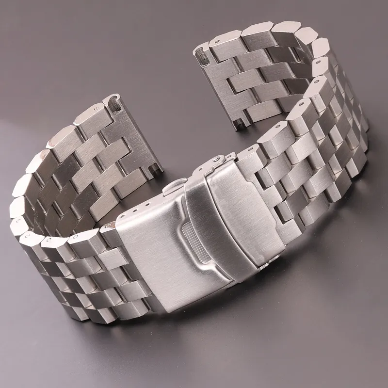 Uhrenarmbänder Edelstahl-Uhrenarmband 18 mm 20 mm 22 mm 24 mm Damen Herren Massivmetall gebürstetes Armband für Gear S3 Bandzubehör 230214